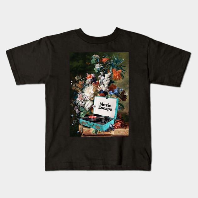 Music escape Kids T-Shirt by Dikhotomy